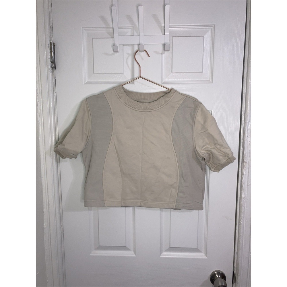 Lululemon Cotton French Terry‎ + Swift T-Shirt Natural Ivory Sz 6 EUC